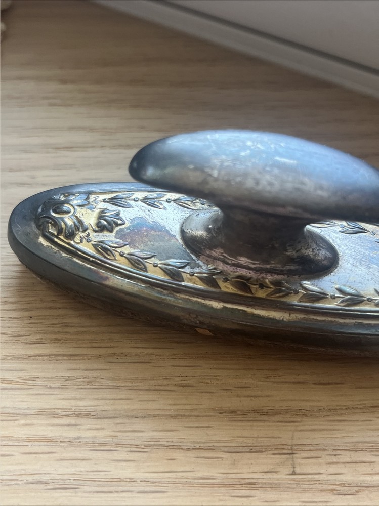 Vintage Silverplate Nail Buffer Victorian Style Vanity Accessory