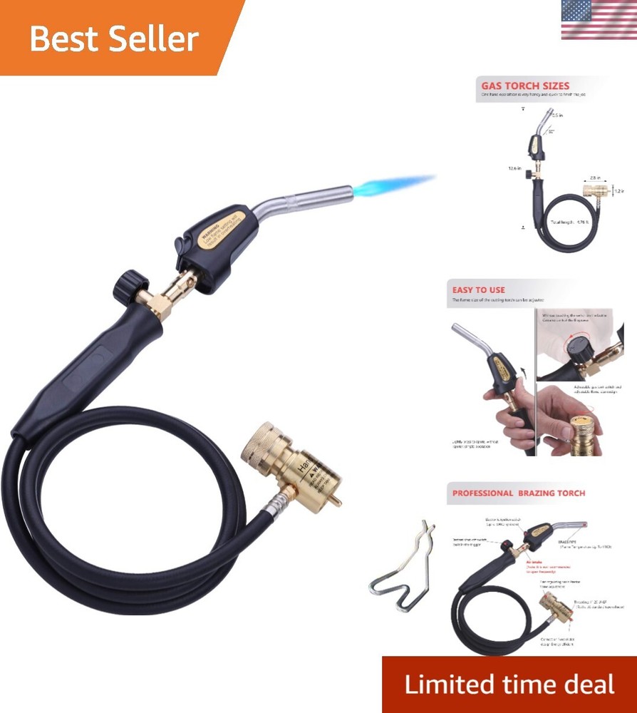 Lightweight Brass Welding Torch with Safety Hook - Quick Ignition & 60" Hose