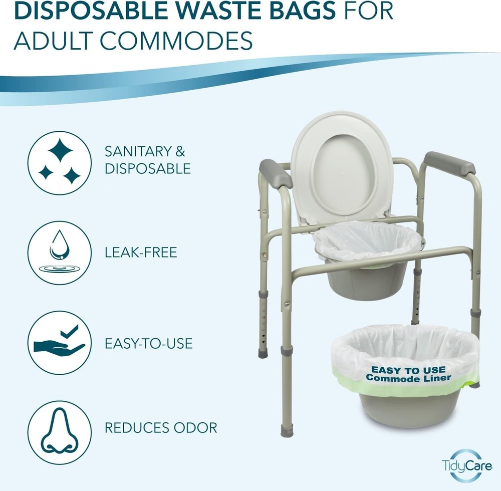 48-Pack Bedside Commode Liners | Universal Fit, Leak-Proof, Disposable Bags