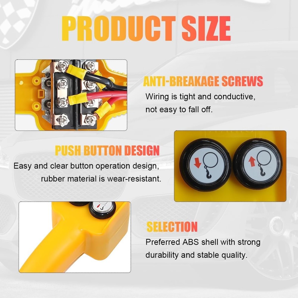 Winch Controller, Push Button Remote,Pulls 1500lbs to 5000lbs,12V Electric Winch