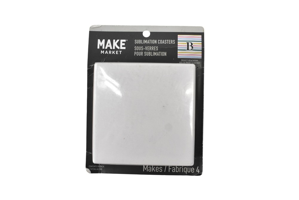 Make Market Square Sublimation Coasters 4 Pack 3.7" White Blanks Crafting
