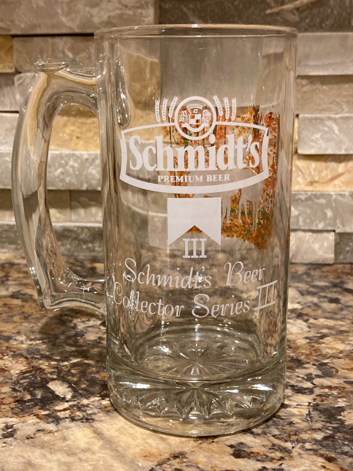 Schmidt's Glass Beer Mug "Collector's Series III" ~ Whitetail Deer / Buck