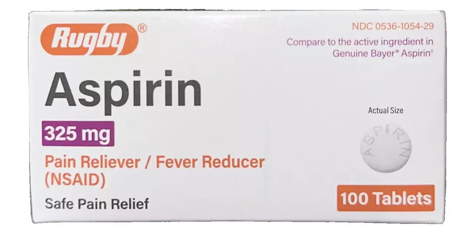 ASPIRIN 325 MG 100 TABLETS BY RUGBY