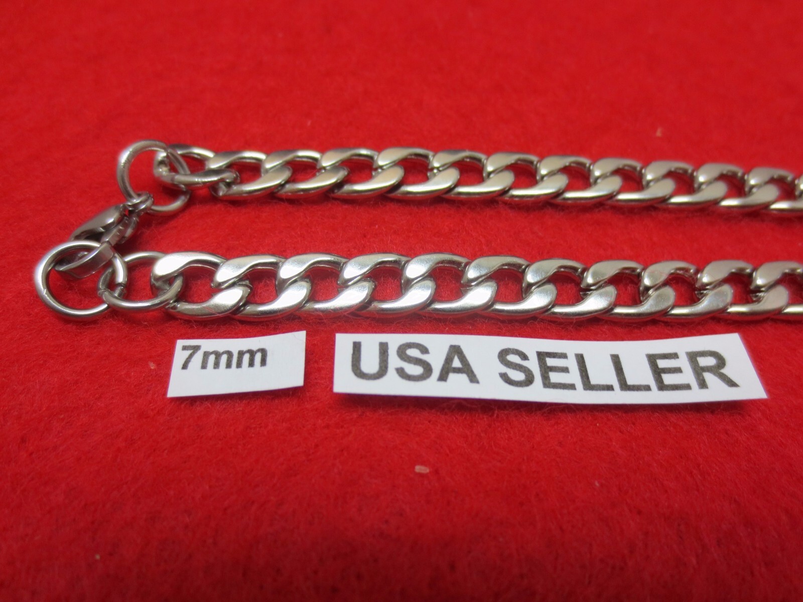 16"-84" 3/4/5/6/7/9/10/12 MM STAINLESS STEEL SILVER PLATED CUBAN CURB CHAIN