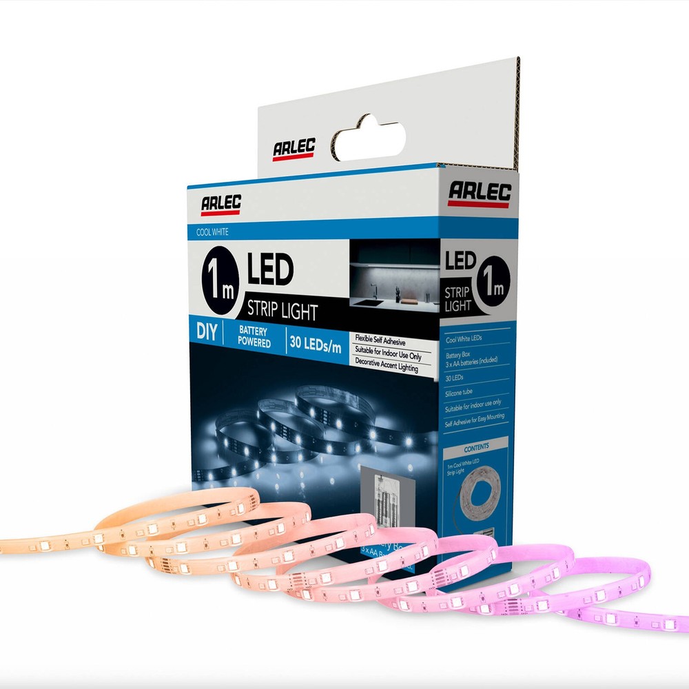 Arlec 1m Cool White Battery Strip Light