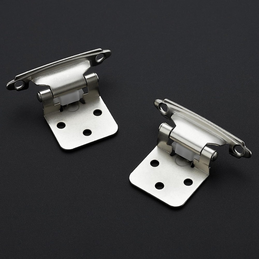 8 Pack Brushed Nickel Cabinet Hinges, 1/2 Overlay, Self Closing, Hardware