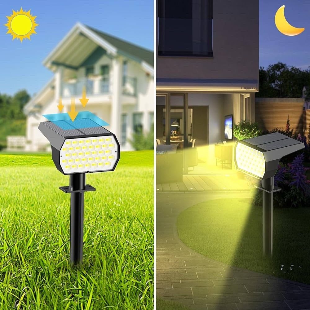 8 Pack Solar Spot Lights Outdoor, 74 LED 3 Lighting Modes 2-in-1 Solar Landscape