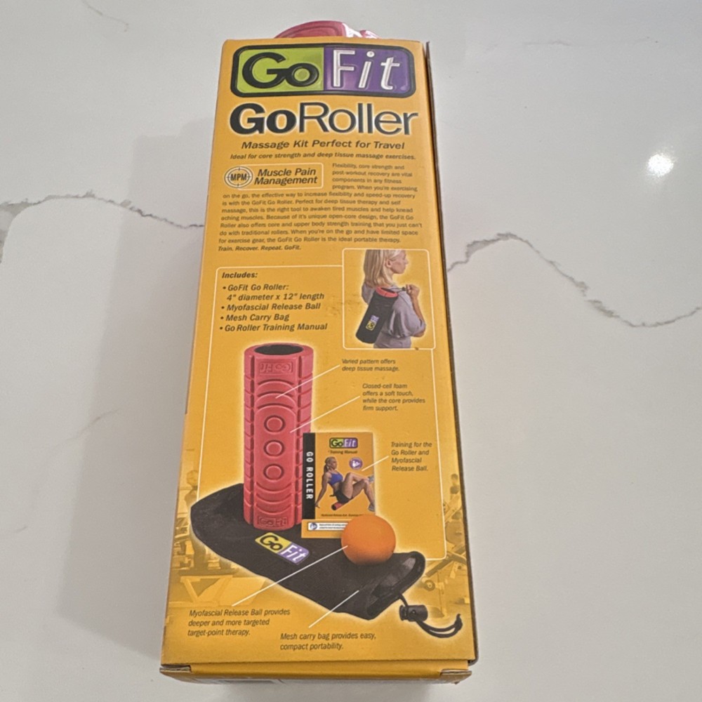 GoFit GoRoller Foam Roller Kit Red Varied Pattern Deep Tissue Massage Set