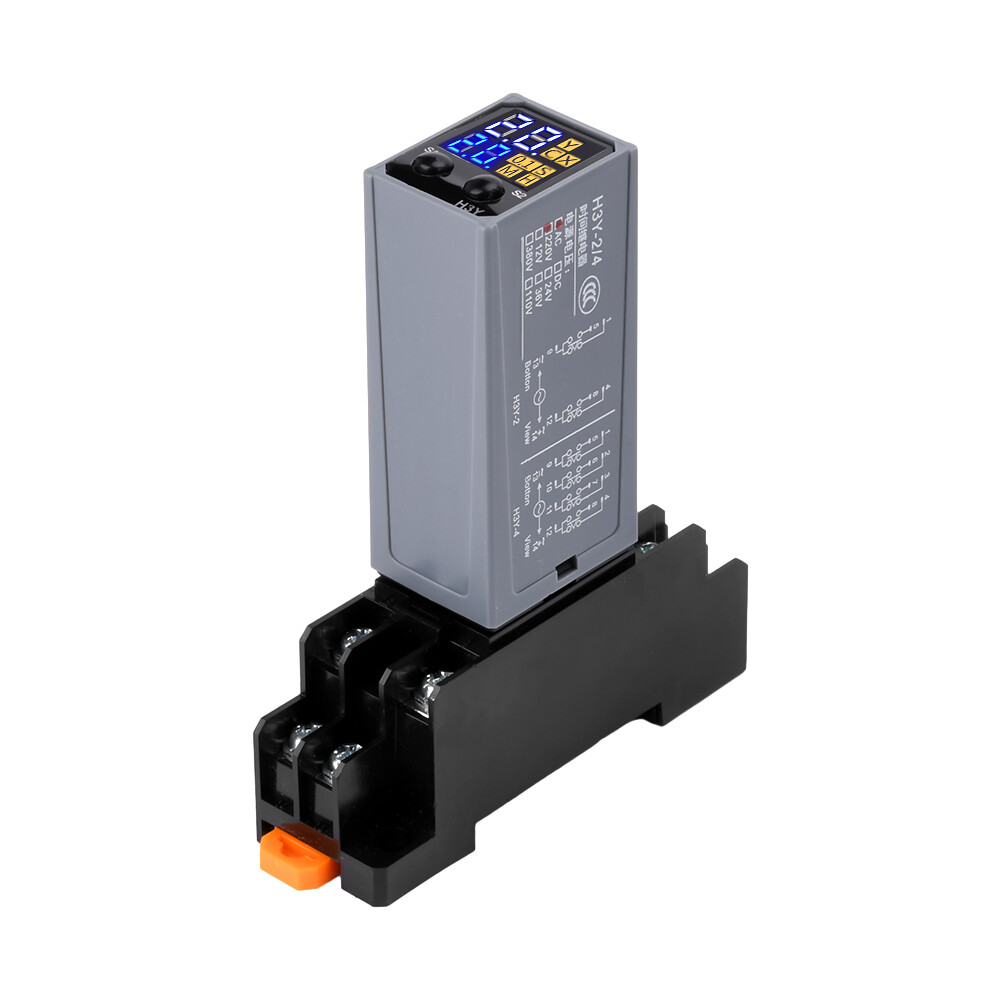 2Pcs Adjustable Digital Time Relay Cycle Time Delay Relay with Base AC 220V