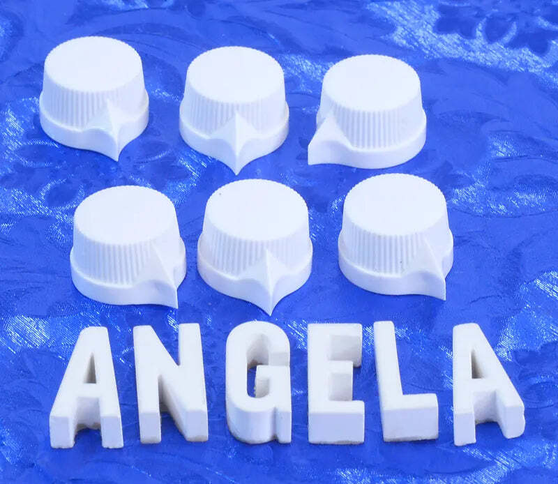 Six White Pointer Set Screw Knobs For Amps, Effects, Studio Gear, #WPK1