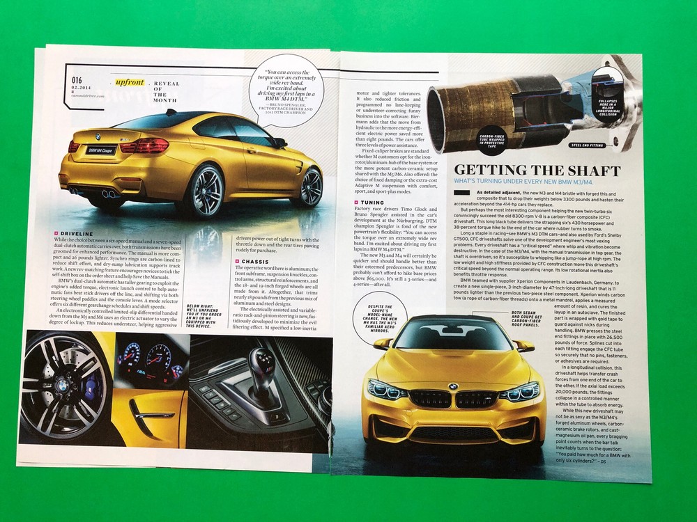 2014 BMW M4 4 PAGE ROAD TEST PRINT ARTICLE AD ADVERTISEMENT PRINTED