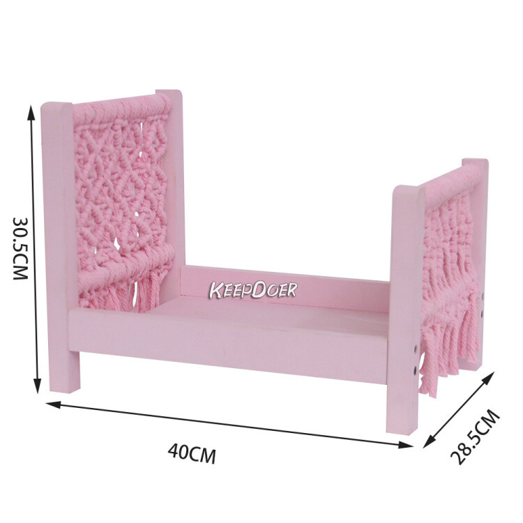 Newborn Baby Photography Prop Wood Bed Woven Knit Kids Cot Mat Mattress Cushion