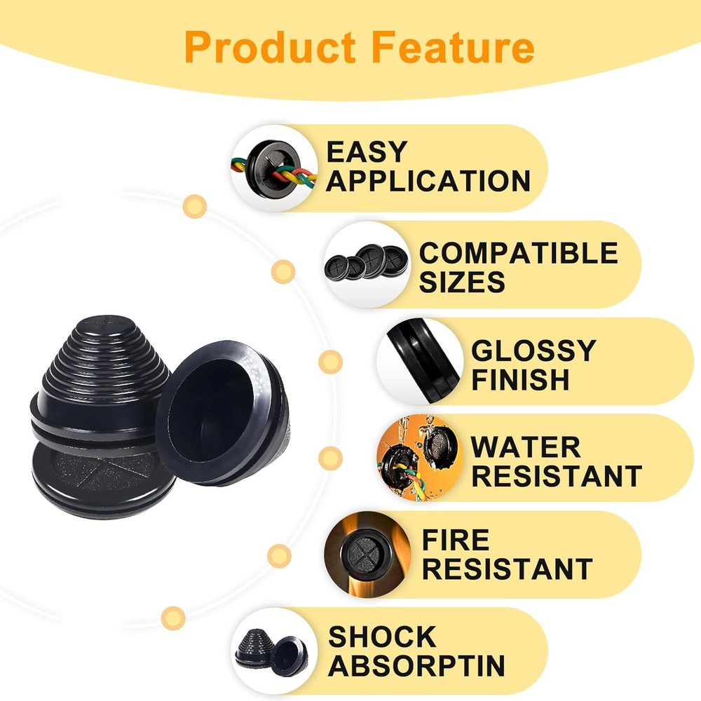 Rubber Grommet Kit Wire Protection, Grommet, Firewall Solid Closed...