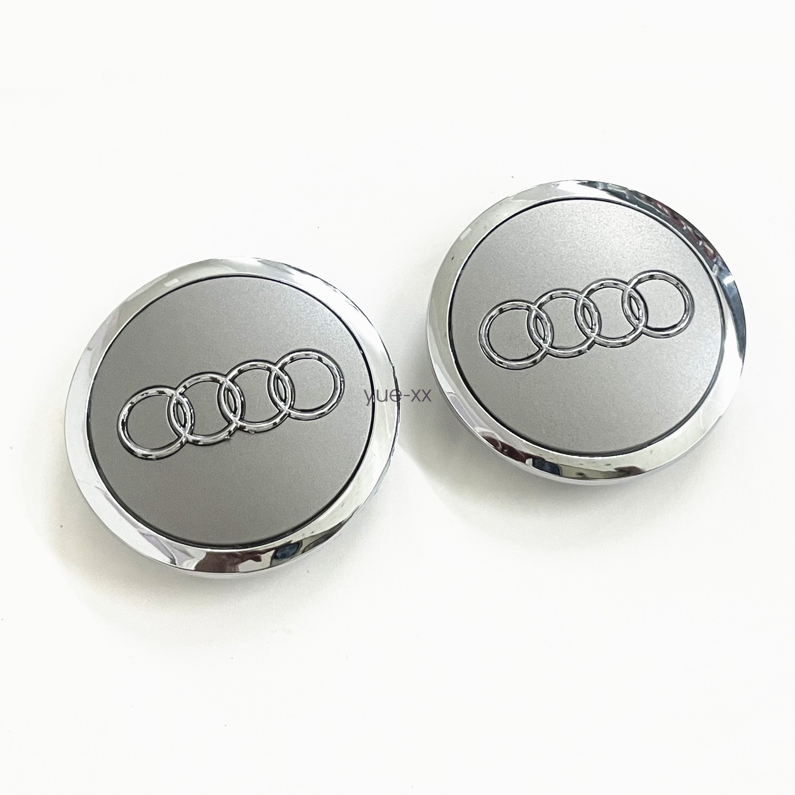 Set(4pcs) Audi 69MM Gray Chrome Wheel Rim Center Hub Caps Replacement 4B0601170A