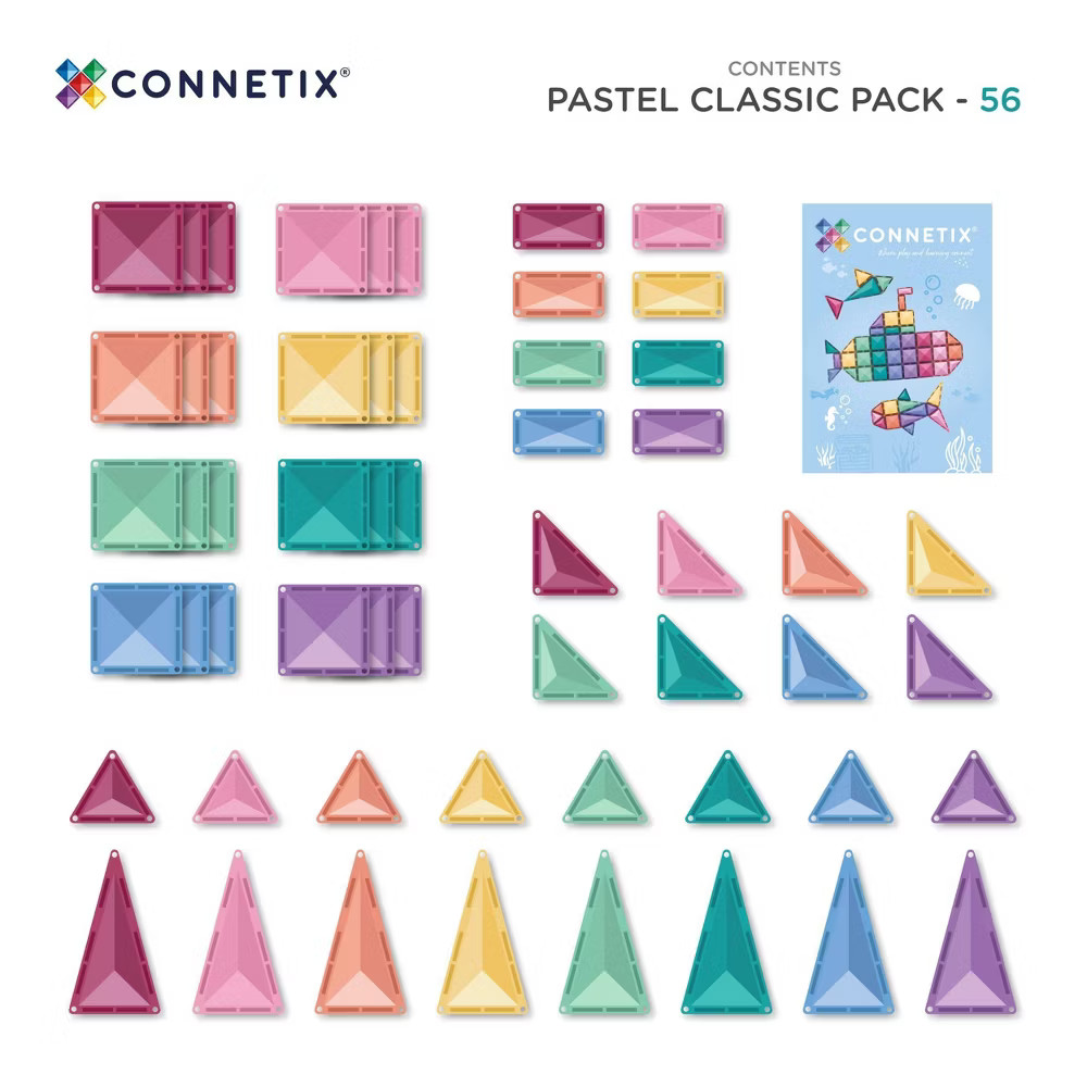 CONNETIX Magnetic Tiles Pastel Classic Pack 56pc