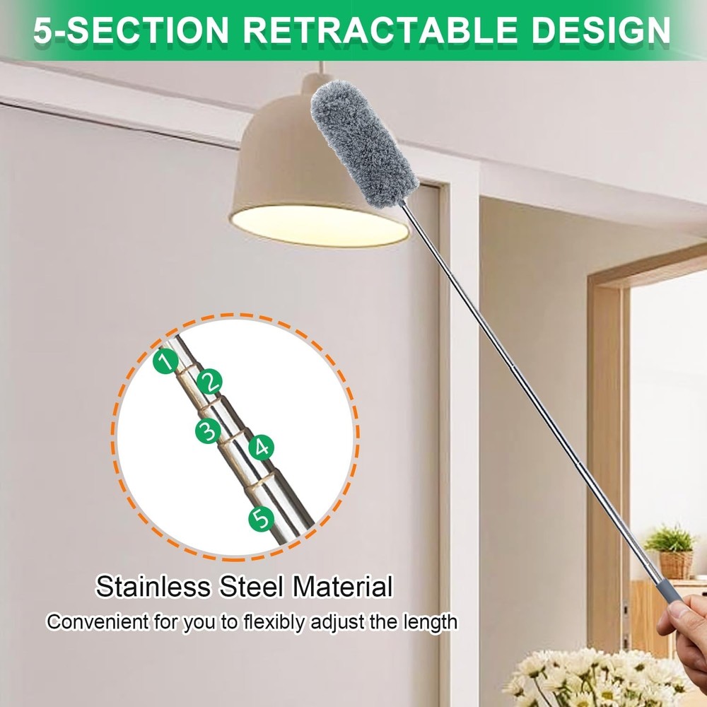 4 Pack Small Microfiber Feather Duster, with 13" to 30" Extendable Pole, Micr...