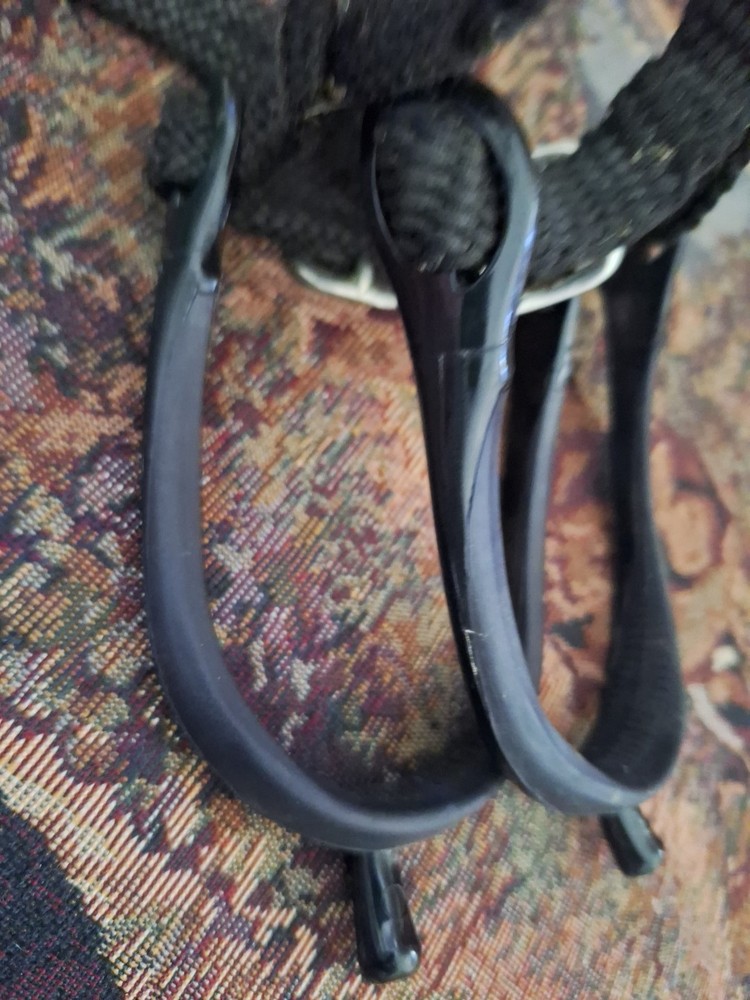 Black Plastic Englsh Spurs With Straps Small