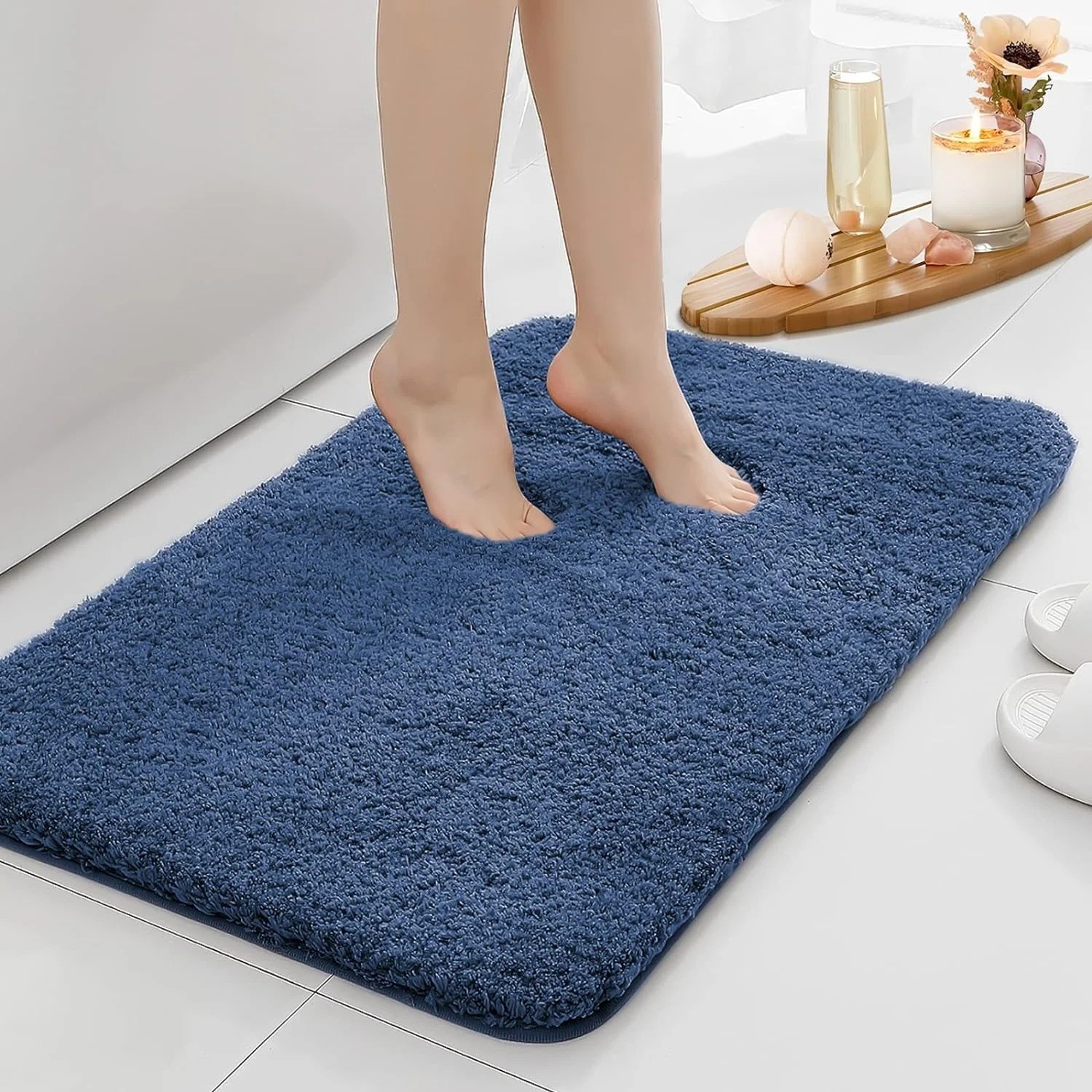Water Absorbent Anti-Slip Bathroom Mat Thick Long Hair Washable Rug