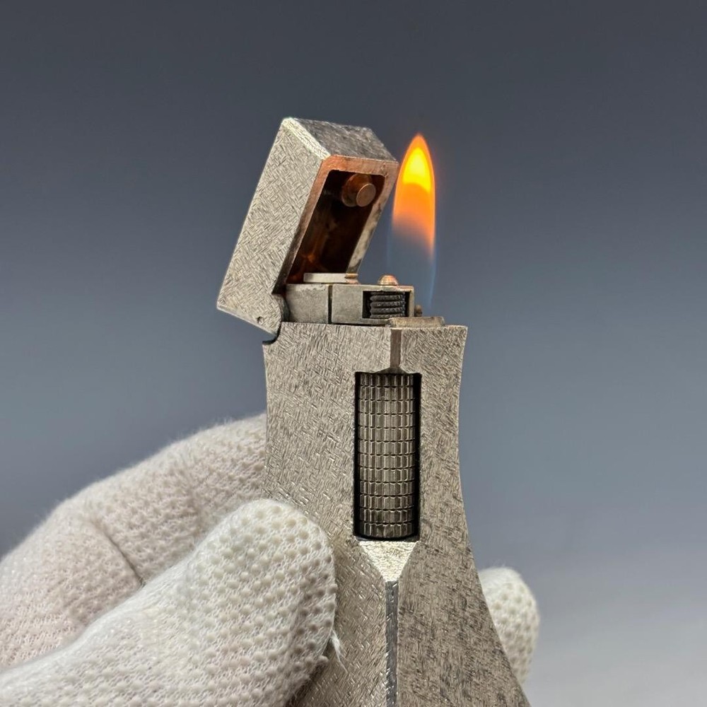 Working dunhill gas lighter desk lighter silver with box