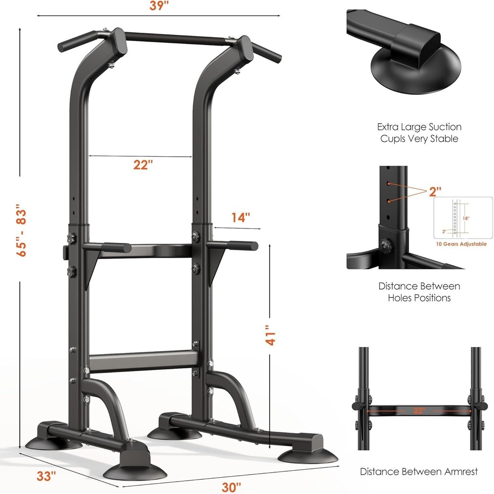 Adjustable Height Power Tower Dip Station Pull up Bar Home Exercise Gym Workout
