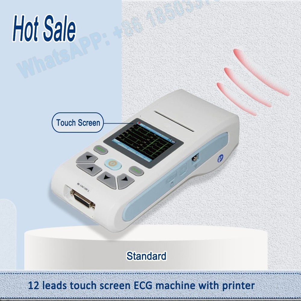 12 leads ECG/EKG Machine Touch Screen Printer Free PC Software Optional Handbag