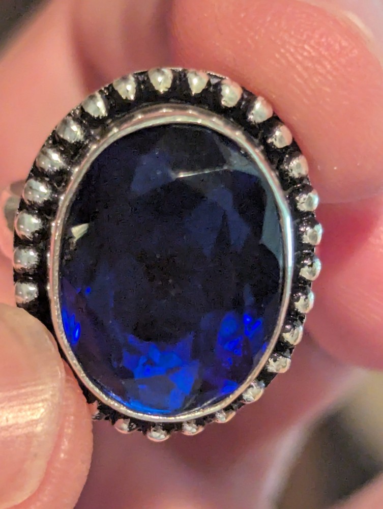 Blue Sapphire Oval Ring Size 9