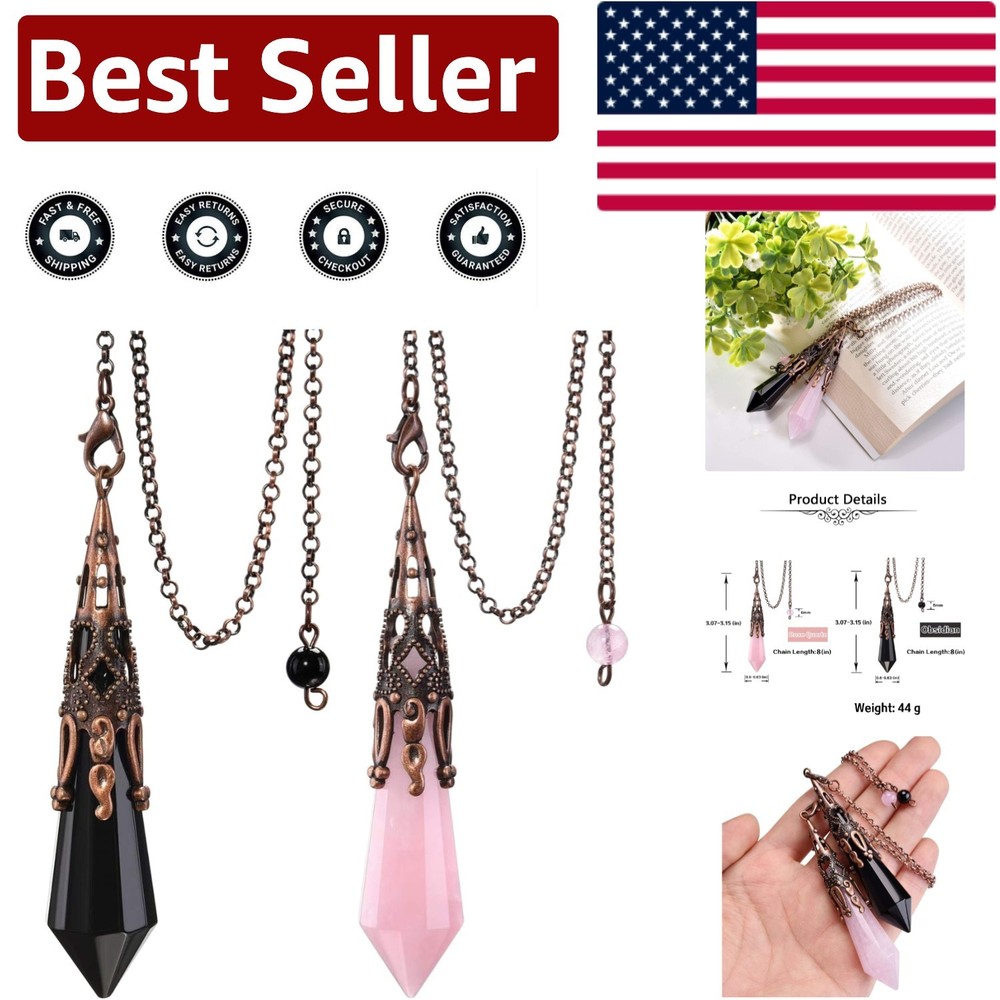 Rose Quartz & Black Obsidian Pendulum Pair - Chakra Balancing & Energy Work Tool