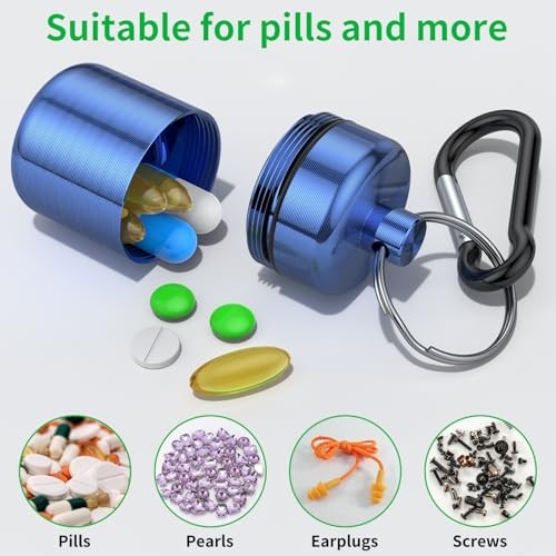 Small Pill Case, (3 Pack) Keychain Pill Holder with Strong Multicolor