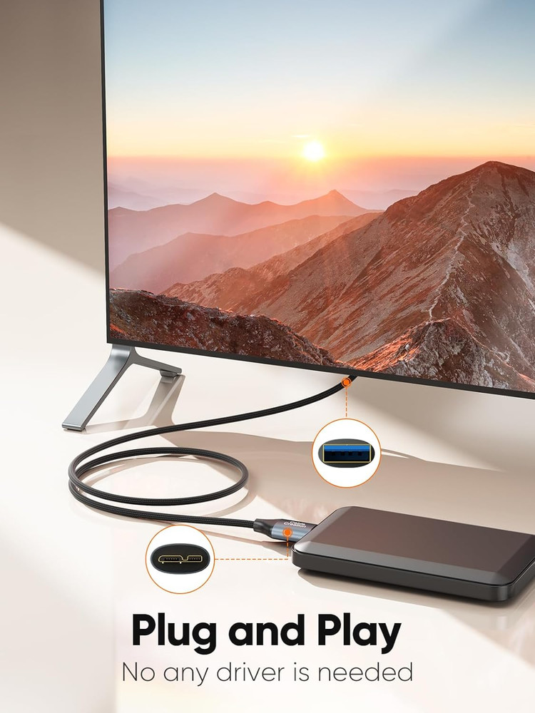 Cablecreation USB C Hard Drive Cable 1FT, 5Gbps USB A/C to Micro B, Compatible w