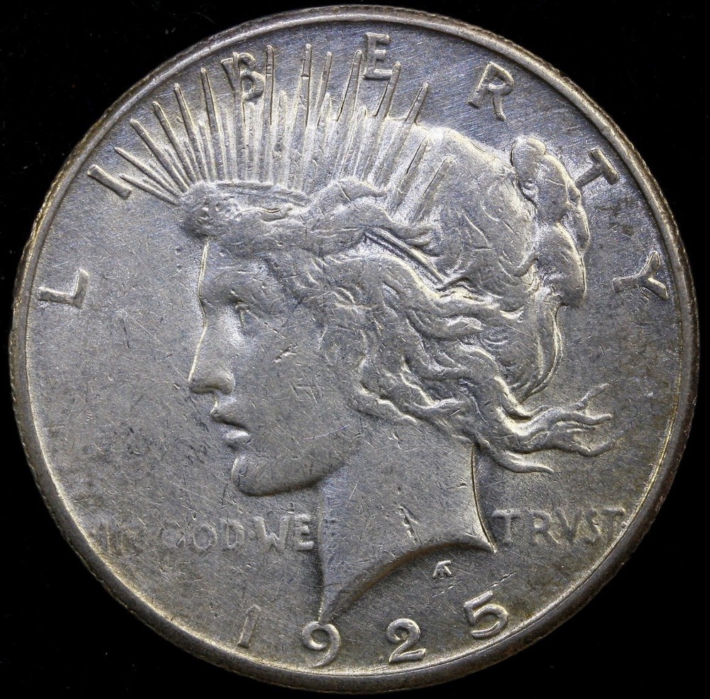 1925-S $1 Peace Silver Dollar ~Circulated AU #C14