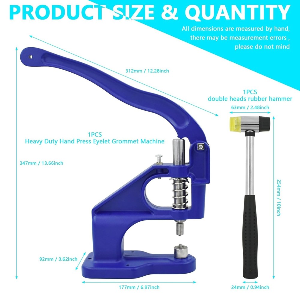 Grommet Tool Kit, Hand Press Machine Kit Heavy Duty...