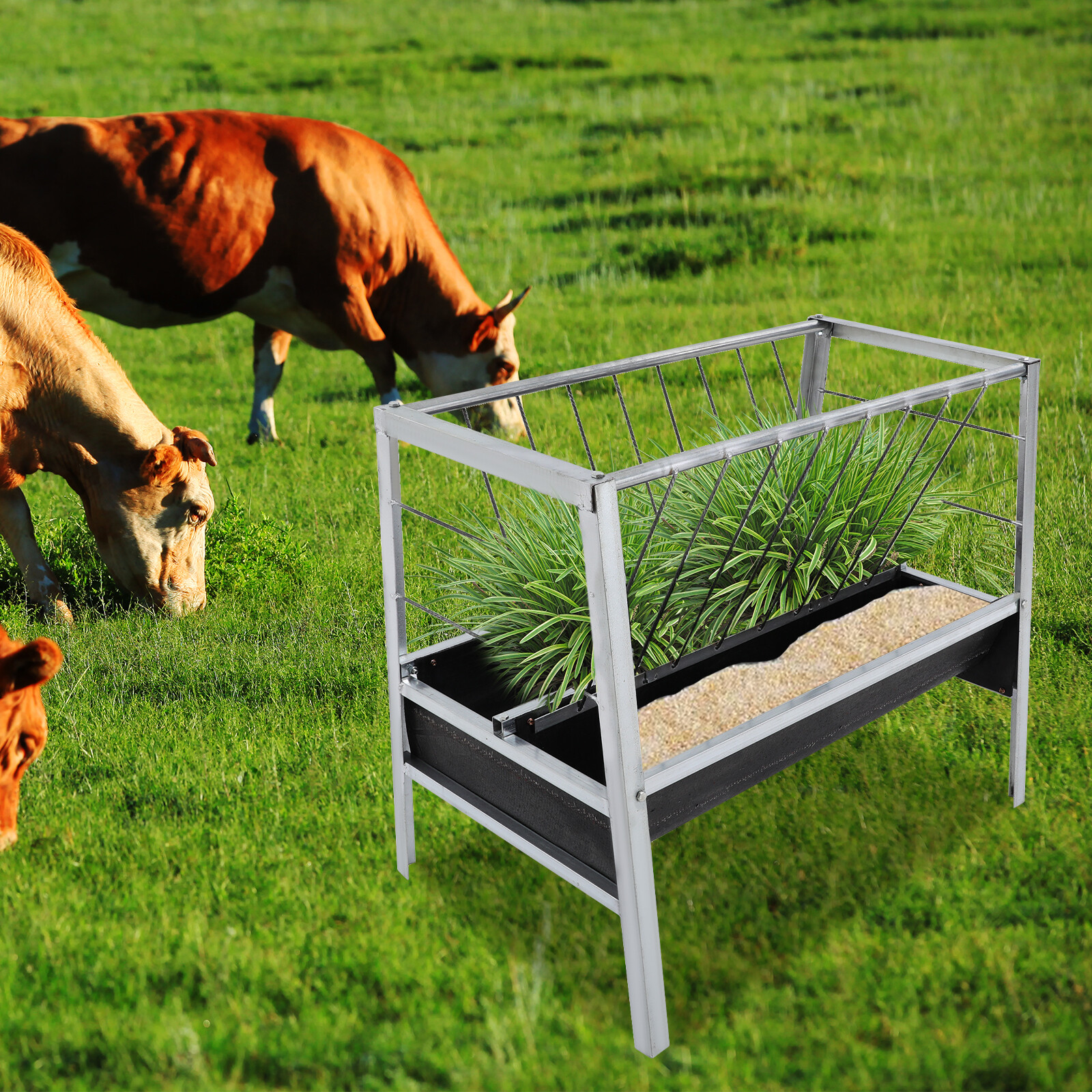 Heavy Duty Iron Steel Pasture Hay Feeder 39" For Goats, Sheep, Miniature Horses