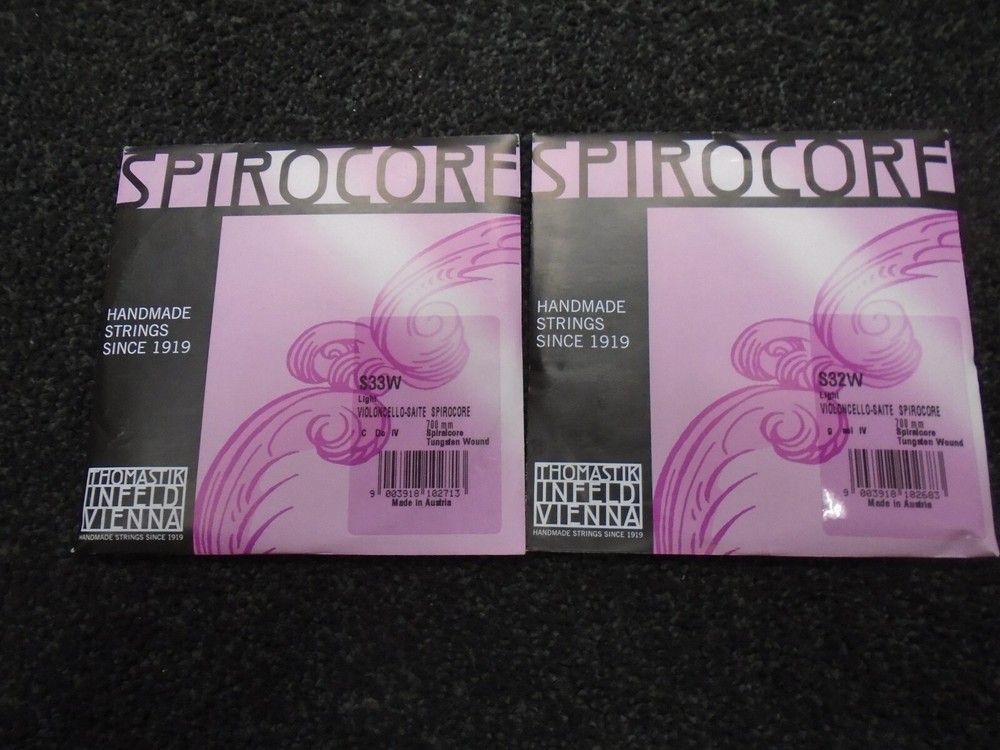 Thomastic Spiricore cello C&G Tungsten strings-S33W & S32W