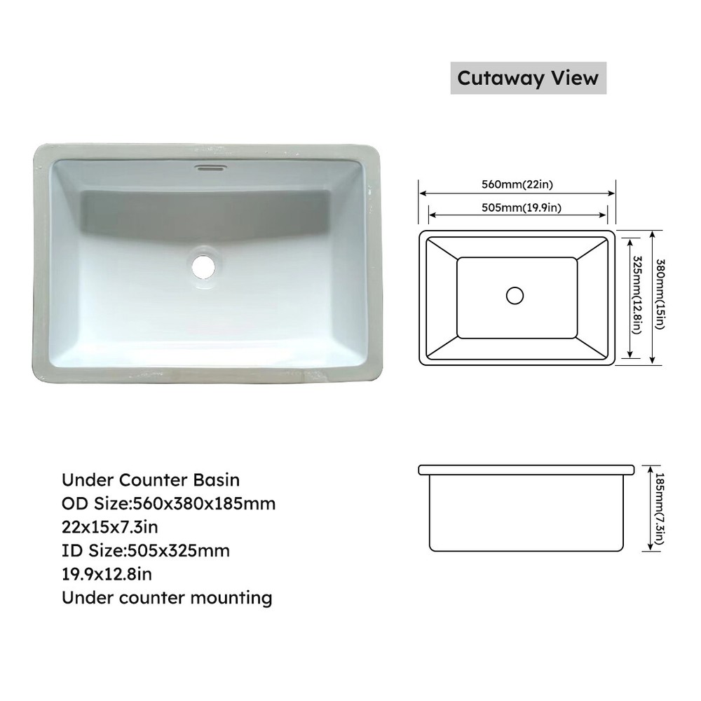 31 In Marble Vanity Top Sintered Stone Undermount Rectangular Sink + Backsplash