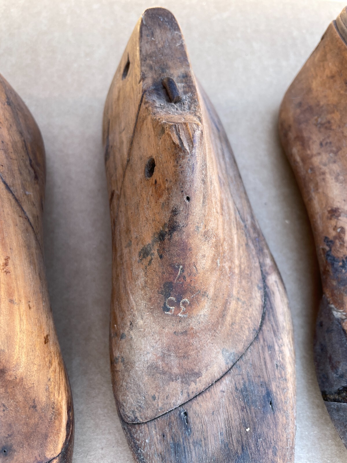 OUTSTANDING Lot of (7) Antique Wood Adult SHOE LASTS Forms Cobbler Molds