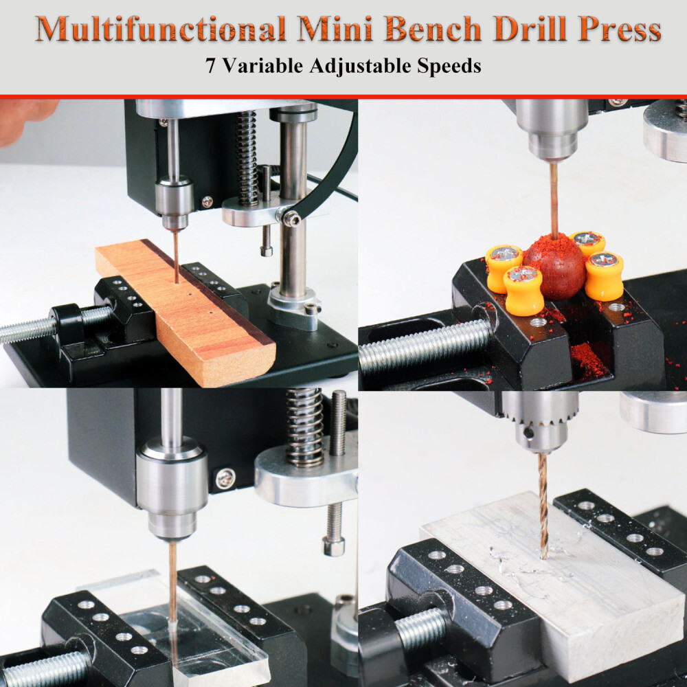 120W Mini Bench Drill Press 7 Speed Adjustable Bench Benchtop Drilling Machine