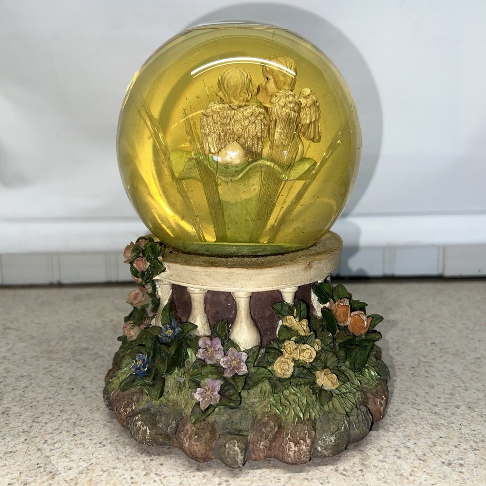 Snow Globe 2 Angels Sitting On A Flower