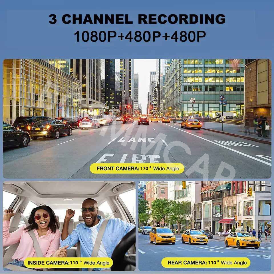 3 Channel Car DVR Camera Dash Cam Video Recorder Night Vision Loop Recording