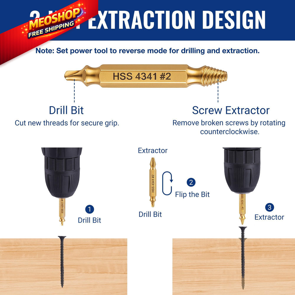WORKPRO 6PCS Stripped Screw Extractor Set, Titanium Coated Broken Bolt...
