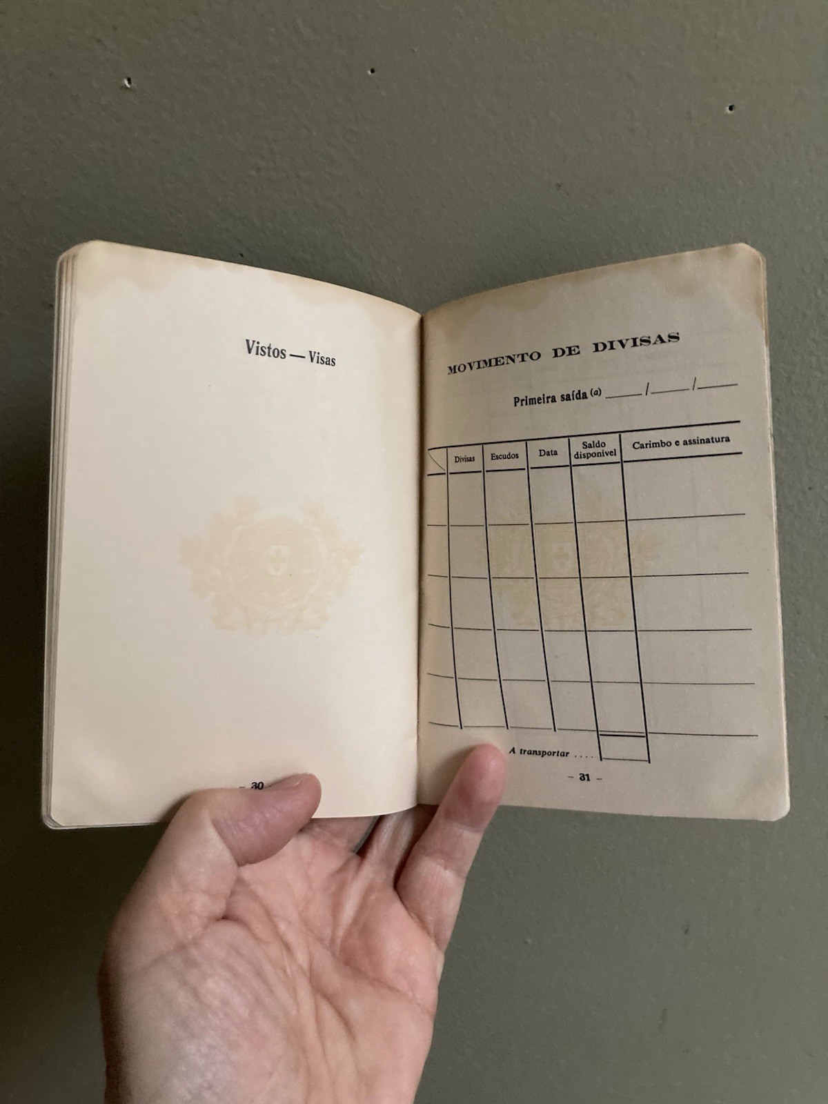 Vintage Portugal Passport New York Consular Revenue Stamp 1986 obsolete Passport