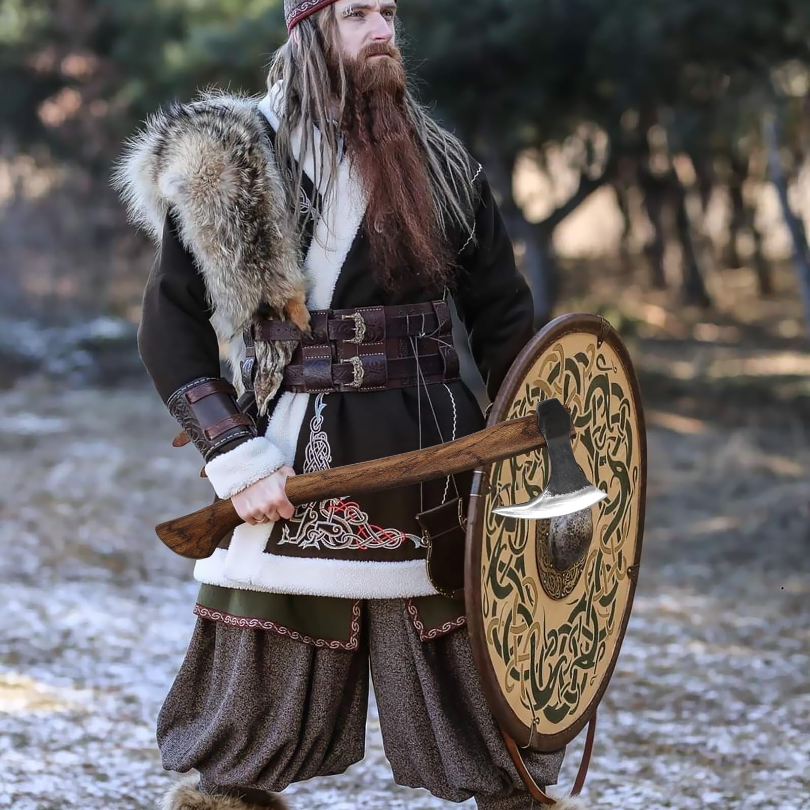 20.5" Viking Axe, Hand-Forged High Carbon Steel Tomahawk Axe, Viking Bearded ...