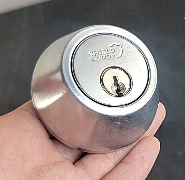 (2 Pack) Shield Security Single Cylinder Deadbolt Satin Chrome Grade 3