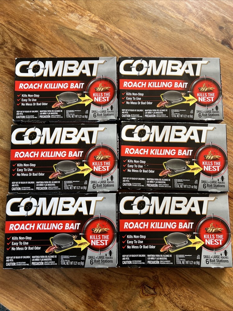 Combat Roach Killing Bait Stations for Small and Large Roaches, 6 Count - 6 Pack