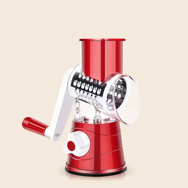Rotary Cheese Grater, Vegetable and Fruit Slicer With 3 Replacement Sharp Blades
