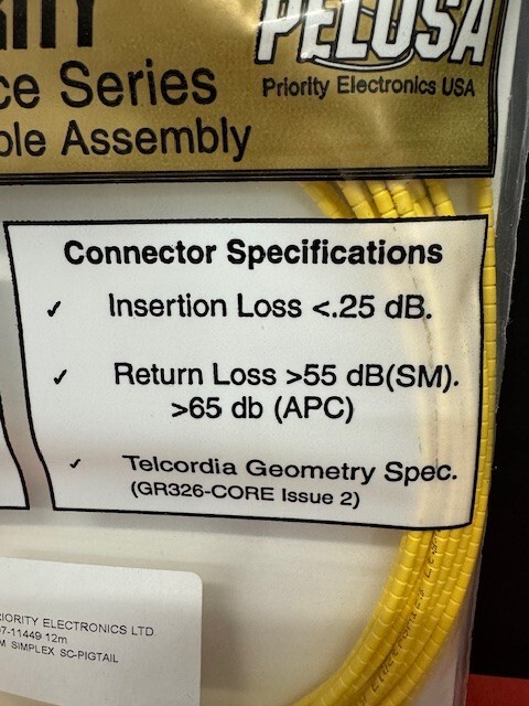 Priority Electronics Fiber Optic Cable Assembly P97-11449 12m SM Simplex Pigtail