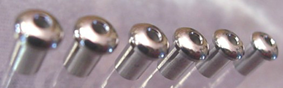 6 SMALL CHROME STRING FERRULES OR BUSHINGS FOR GUITAR