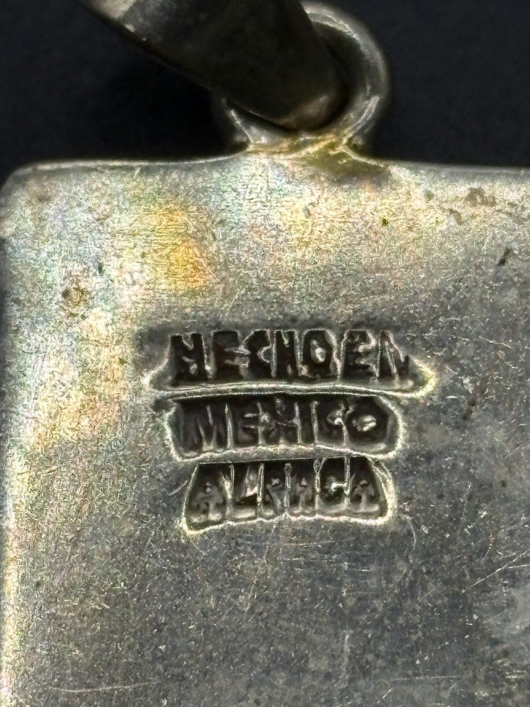 Alpaca Mexico Silver Plate Pendant Multi Gemstone Z4
