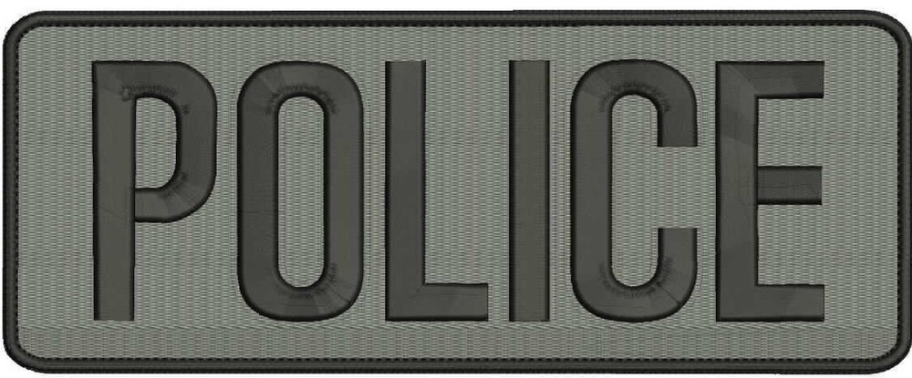 Police embroidery patch 4x10 hook grey background