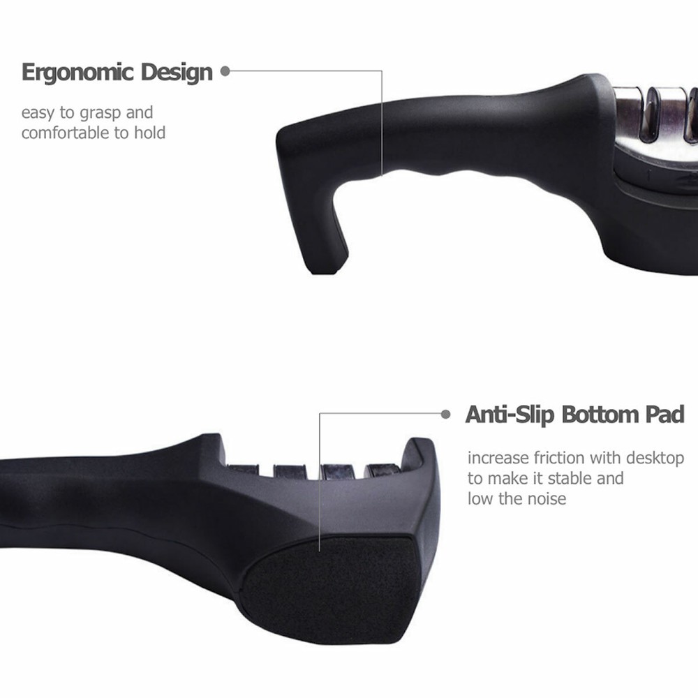 Knife Sharpener 3 Stage Professional Ceramic Tungsten Kitchen Sharpening Tool