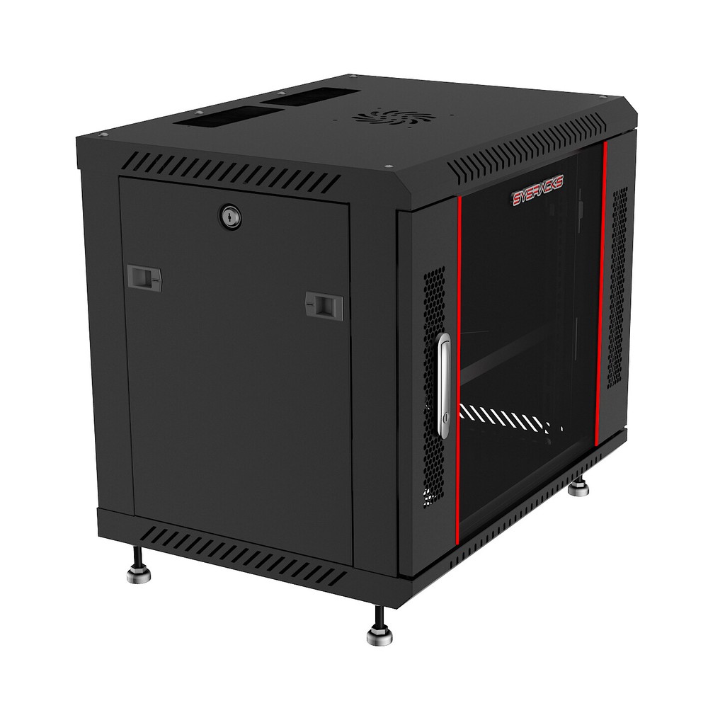 6U Wall Mount Server Rack Network Cabinet Data AV 24-inch Depth Locking BLACK